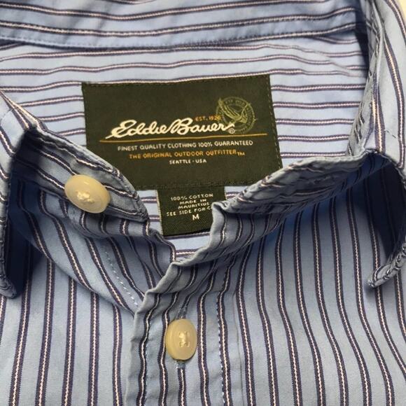 EDDIE BAUER Men’s Blue Striped L/S Dress Shirt - Picture 3 of 3